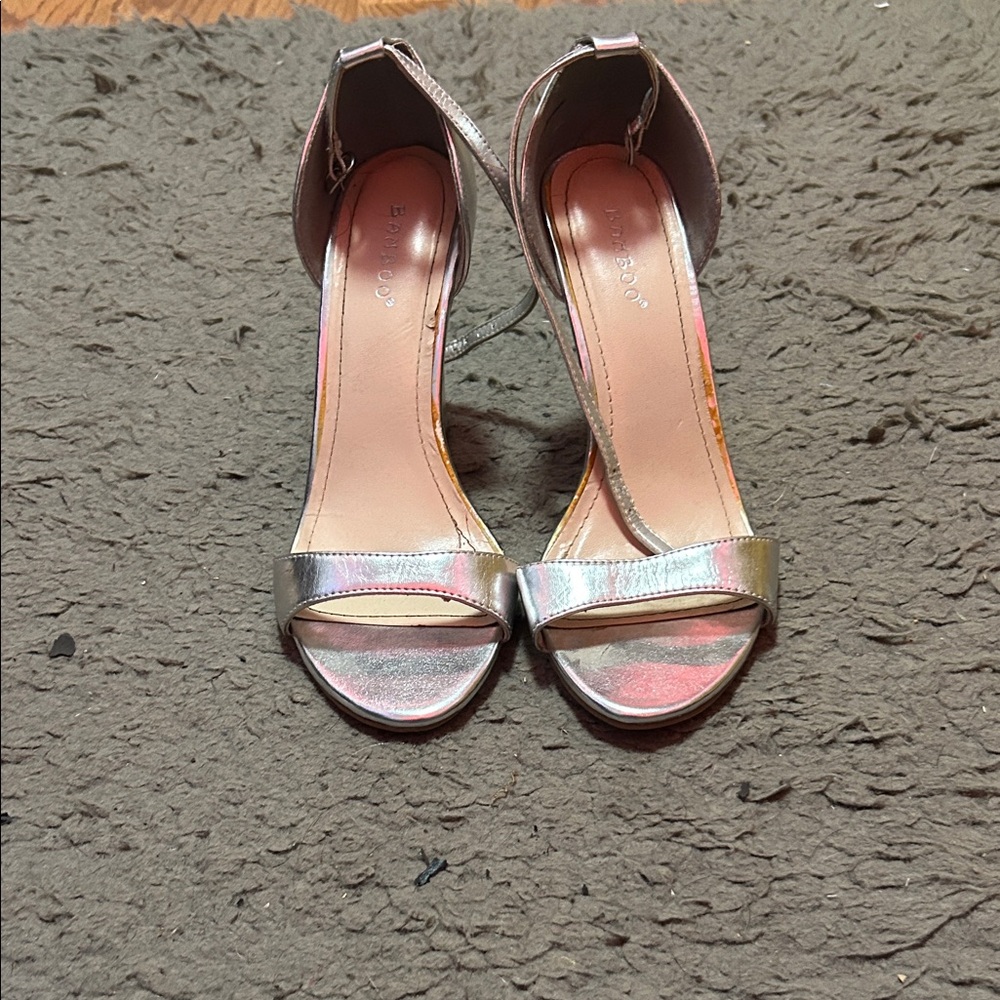 BAMBOO Metallic Ankle Strap Heels